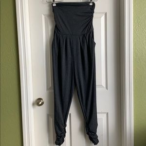 Grey strapless jumpsuit